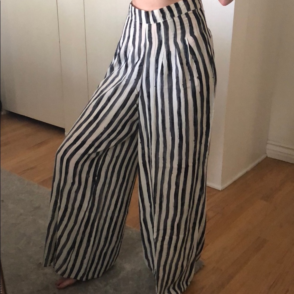 ALYTHEA Handpainted Striped Wide Leg Pants